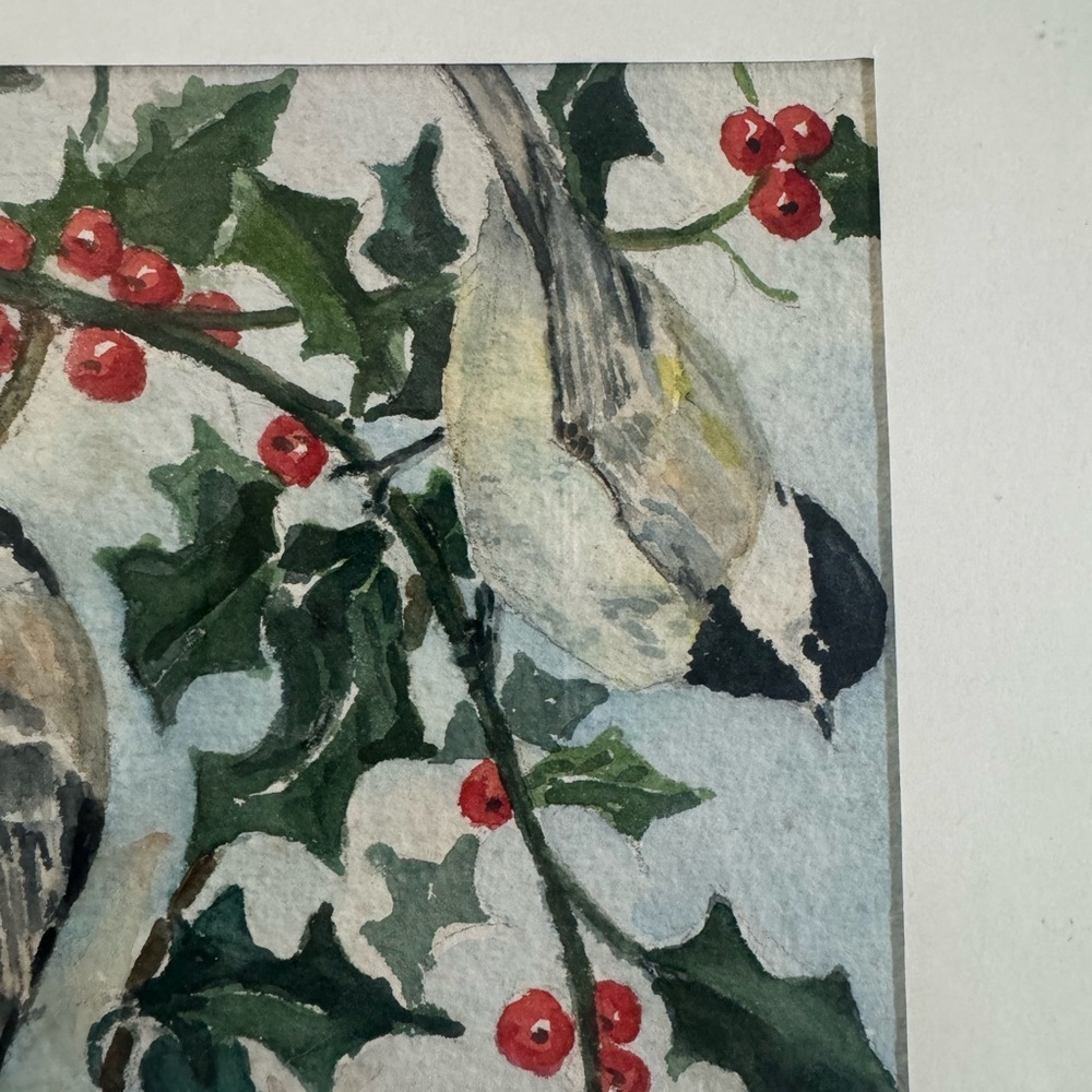 Hand drawn Framed Bird and Berry Art - Picture 4 of 5